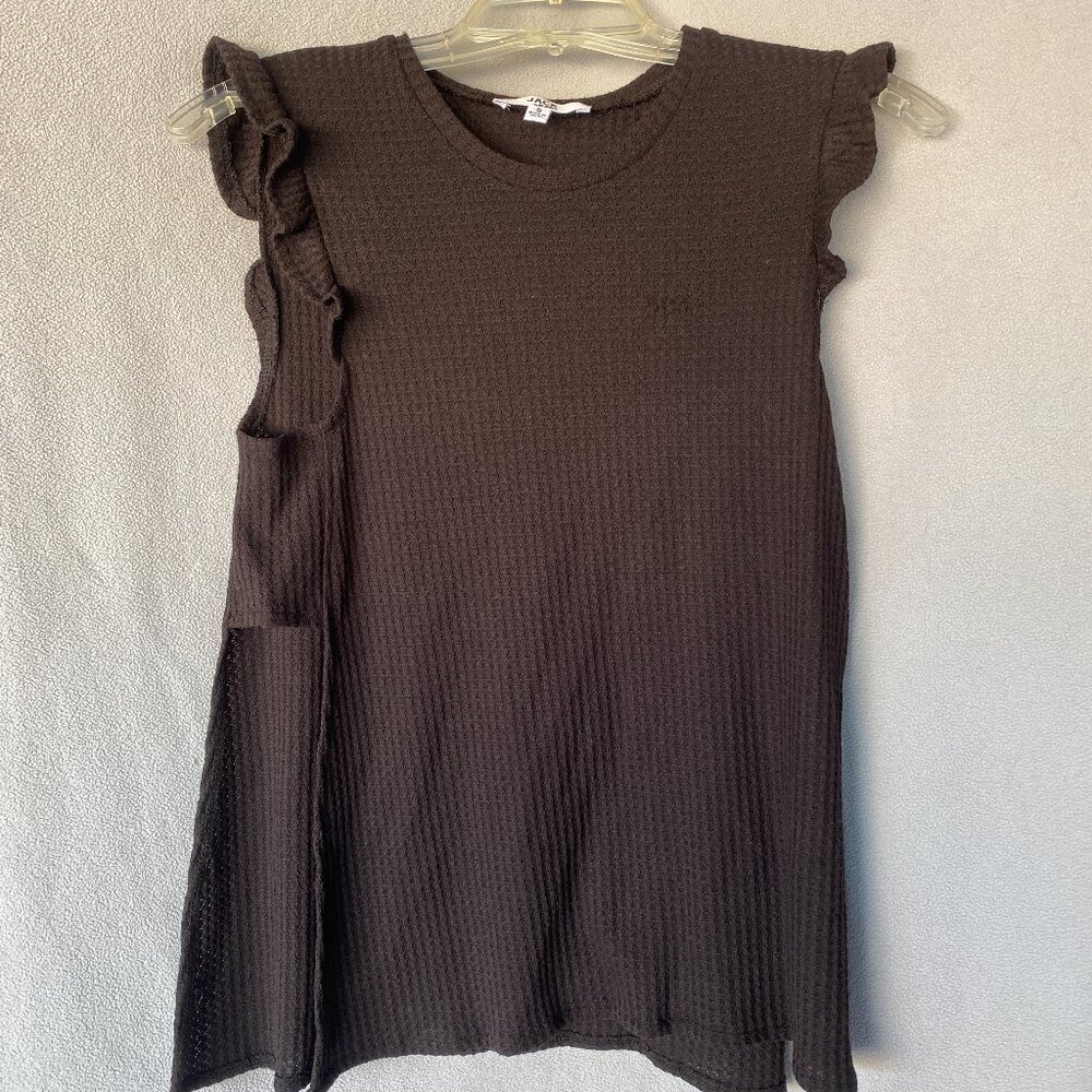 Jack by BB Dakota Black Ruffle Sleeve Waffle Knit Tunic Top | Size S